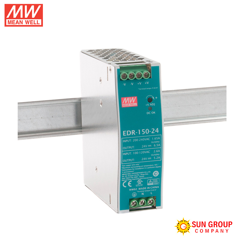 FUENTE DE ALIMENTACION 24VDC 6.5A 150W MEAN WELL EDR-150-24